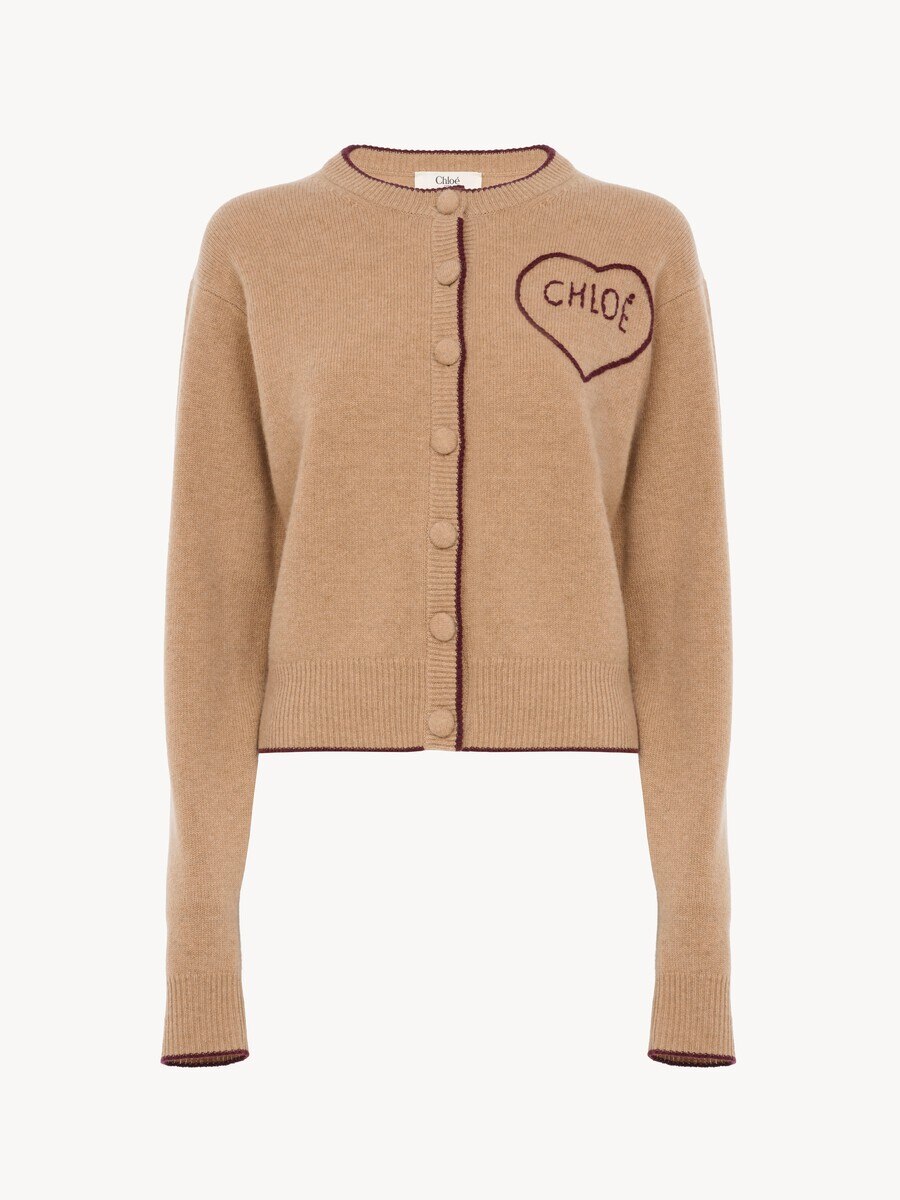 K&ouml;rperbetonte Strickjacke aus Wolle und Kaschmir mit Logo - 2