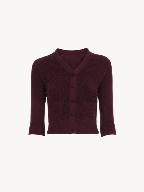 Fitted V-neck cardigan in a wool knit