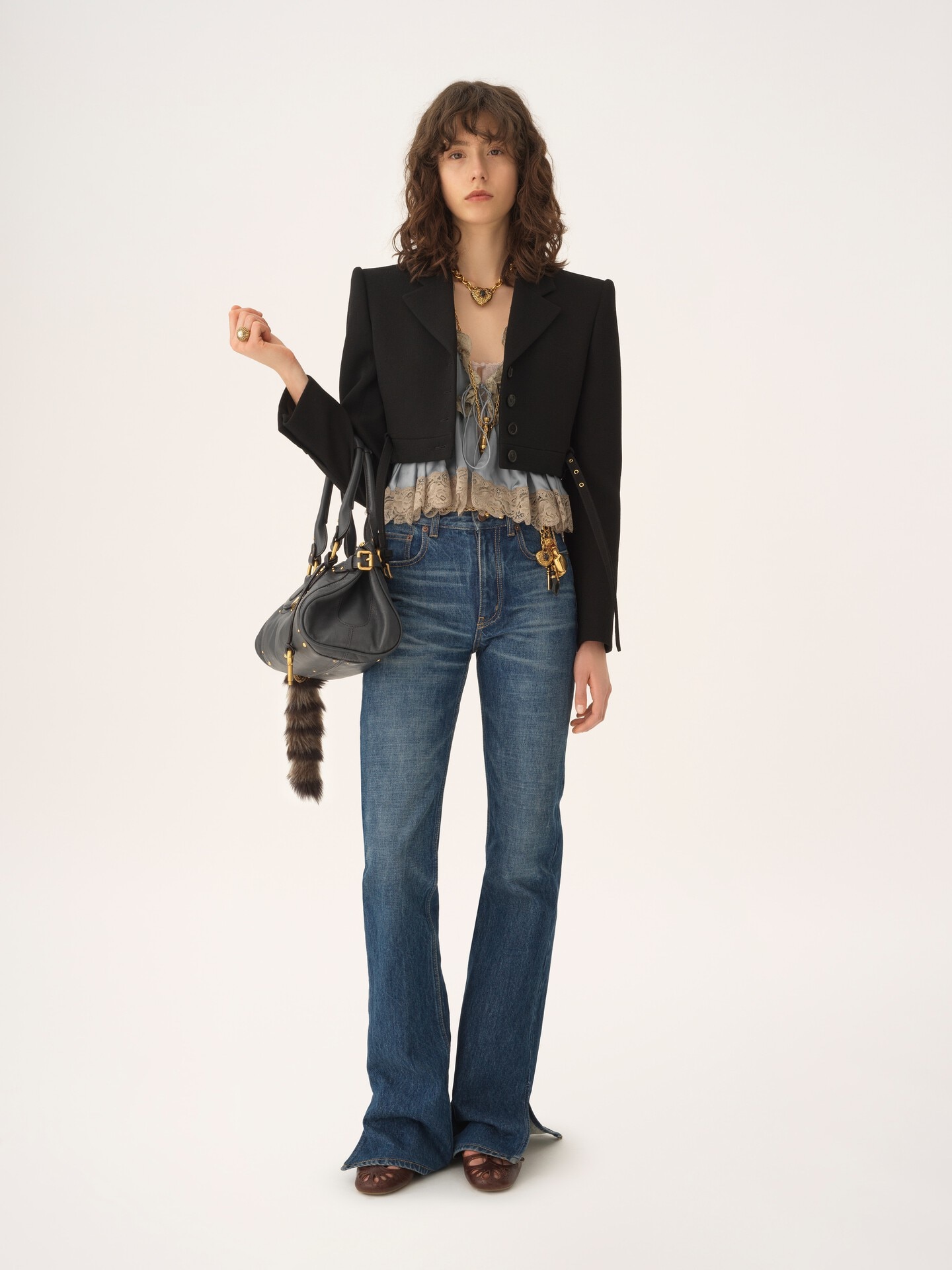 Cropped Spencer jacket in wool cr&ecirc;pe - 3