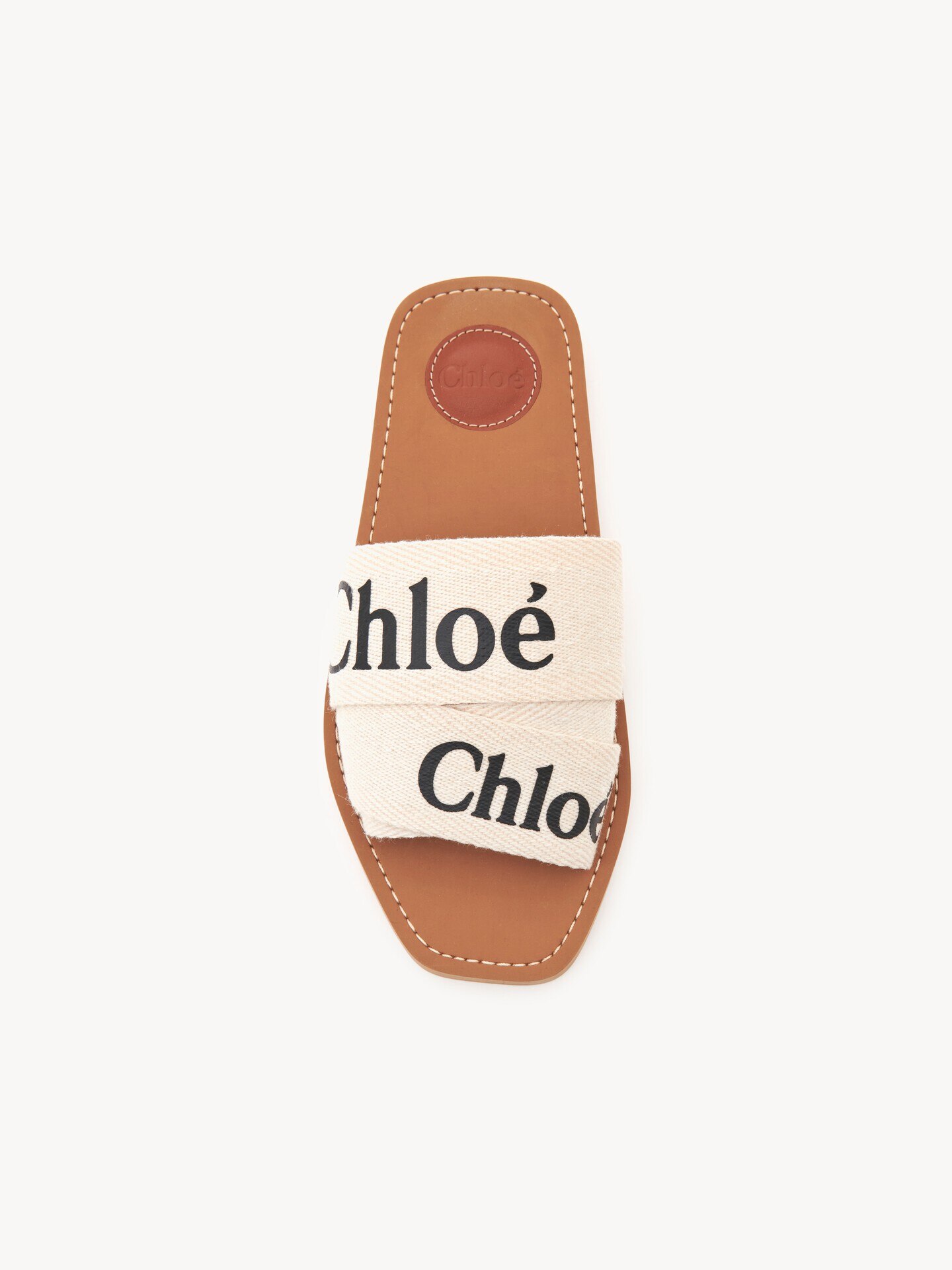 ChloéクロエWOODYミュール38 ChloéクロエWOODYミュール38 Chloe (クロエ) Woody ロゴ入りフラット