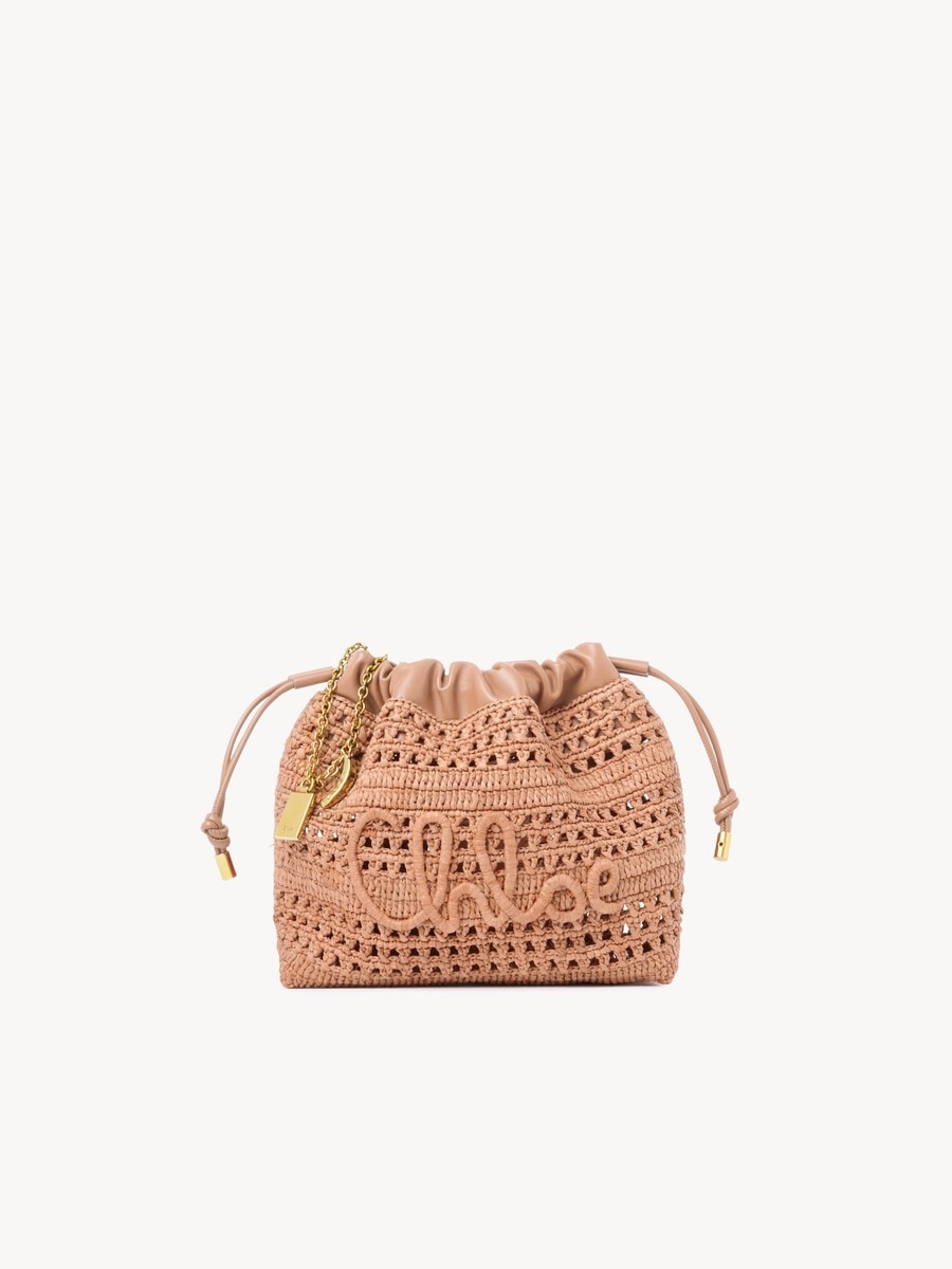 Mini Summer Banana drawstring shoulder bag in raffia - 1