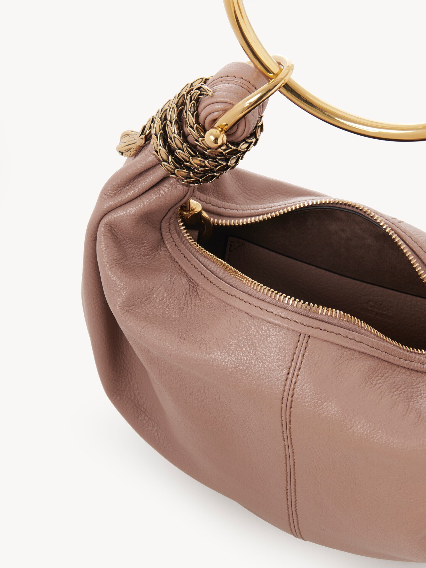 Small Snake Bracelet Hobo bag in grained leather - 7
