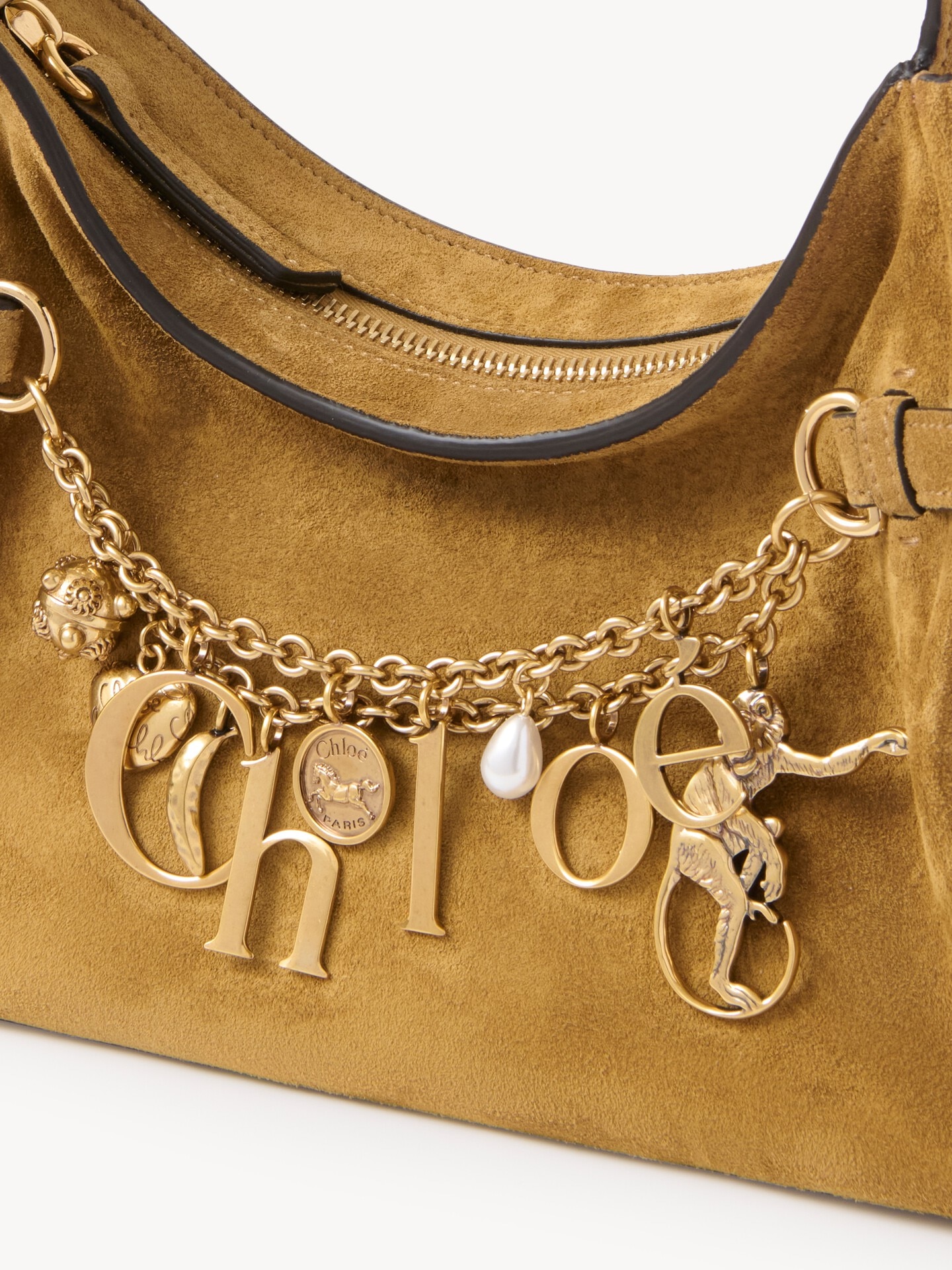 Sac hobo Chlo&eacute; Charms en cuir velours - 7