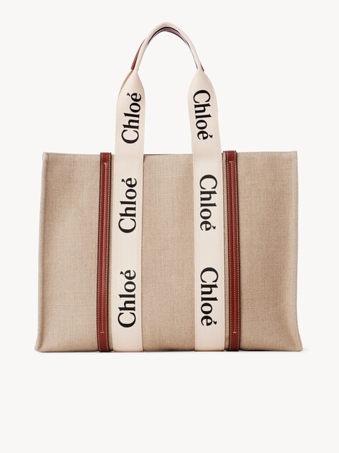 Large Woody tote bag in linen