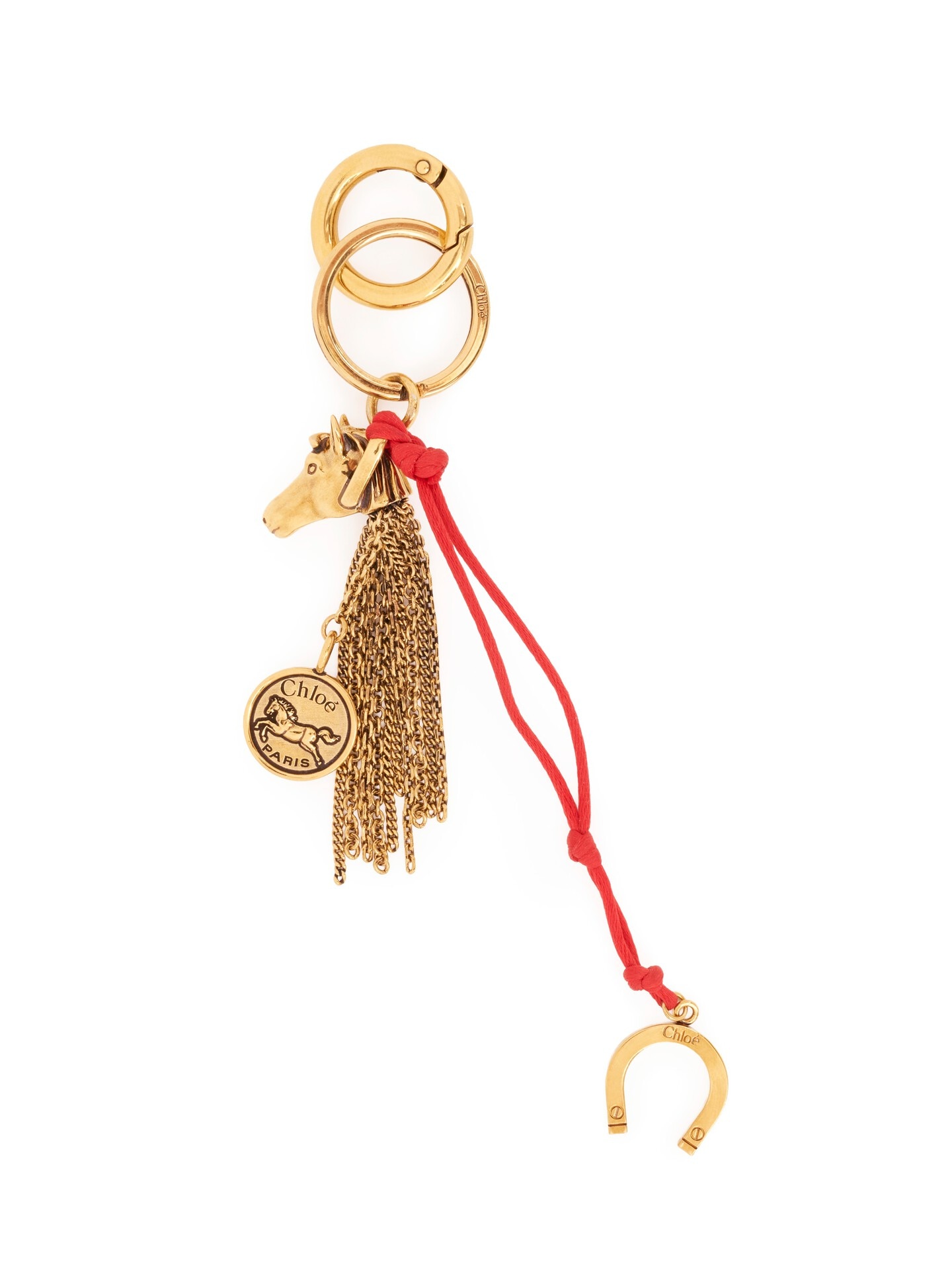 Chloé Symbols Chain Horse bag charm in brass Yellow - Chloé