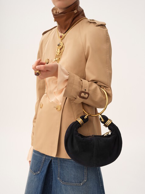 Mini sac hobo Bracelet bag en cuir velours