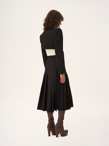 Cropped Spencer jacket in wool grain de poudre - 7