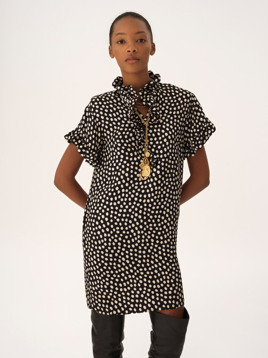 Minivestido de manga corta de jacquard de seda - 6
