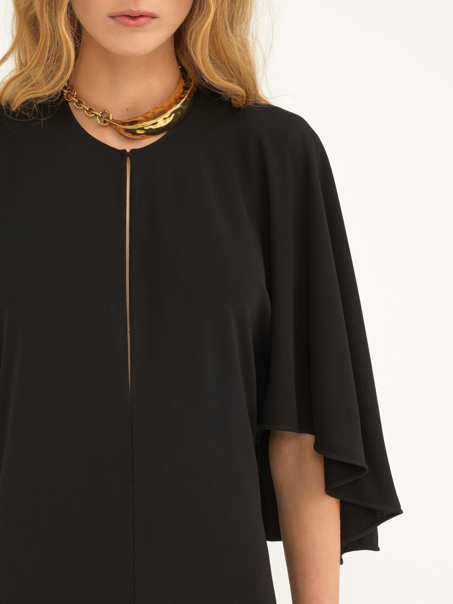 Long Cape Dress In Cr&ecirc;pe Jersey - 7