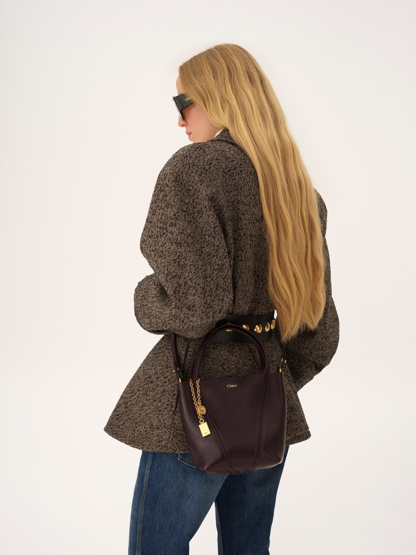 Petit sac cabas Chlo&eacute; Spin en cuir grain&eacute; - 8