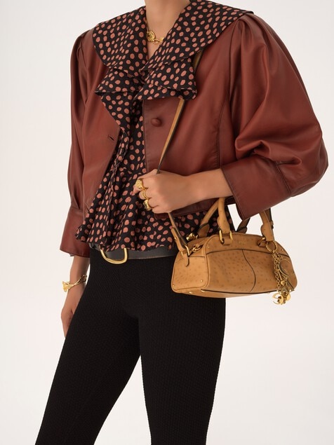 Small Chlo&eacute; bowling bag in ostrich-effect leather
