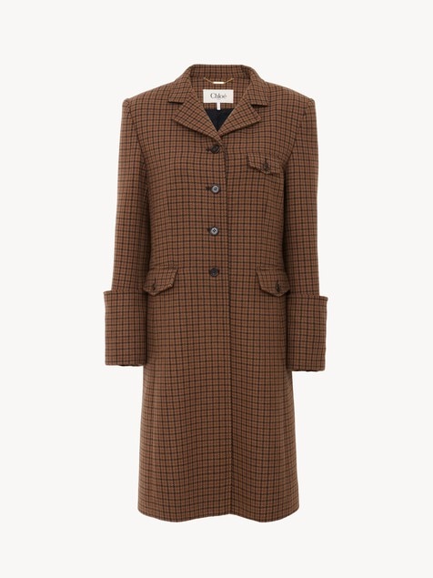 Riding coat in houndstooth wool