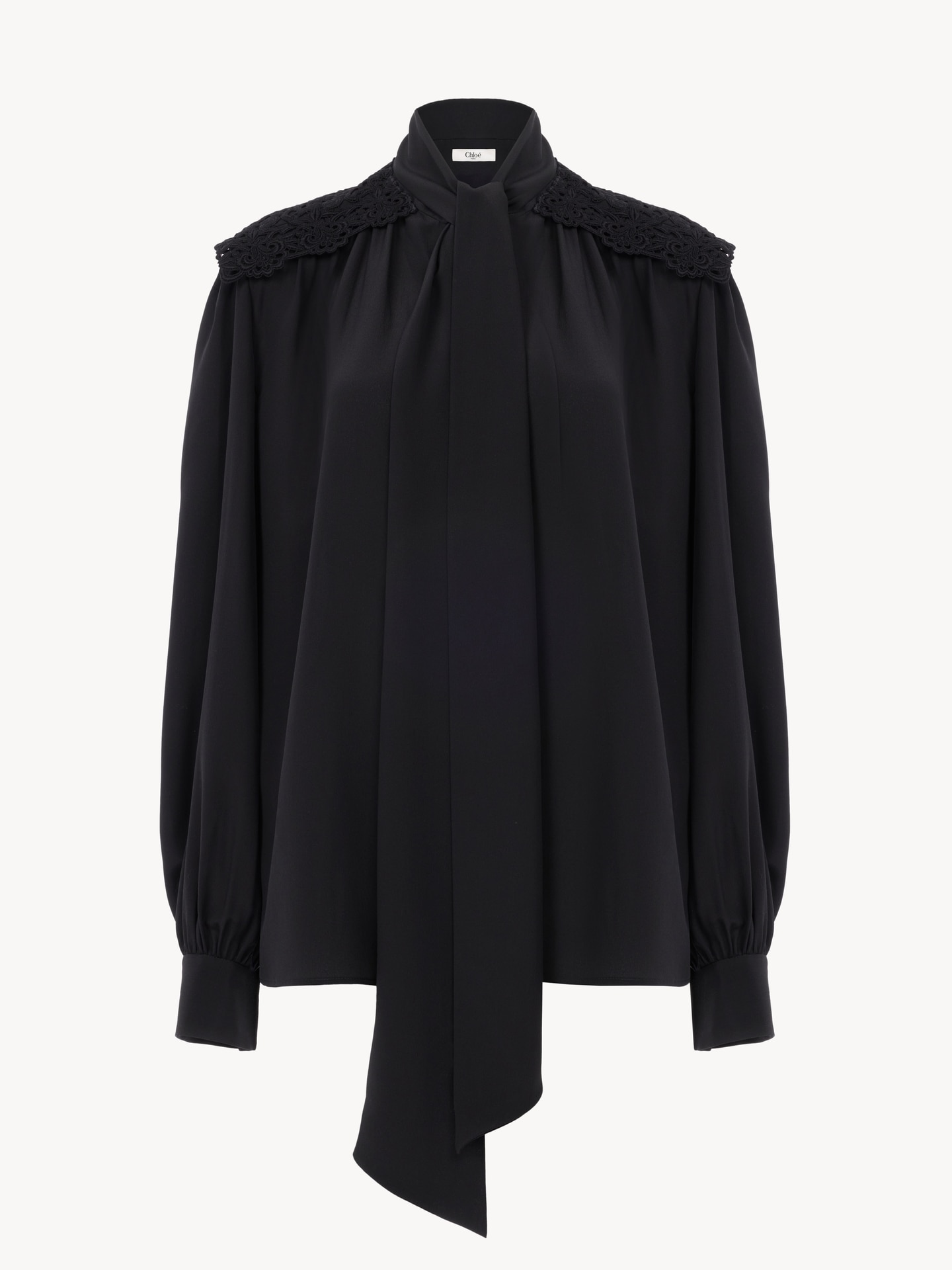 Fluid pleated trousers in cr&ecirc;pe de chine - 2
