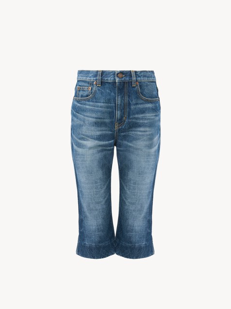 Hochtaillierte Capri-Jeans aus Denim