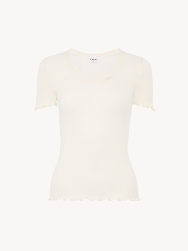 Camiseta ajustada con cuello redondo, confeccionada en jersey de algod&oacute;n y seda - 2