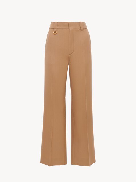 Pantalones de sastre cropped de lana grain de poudre