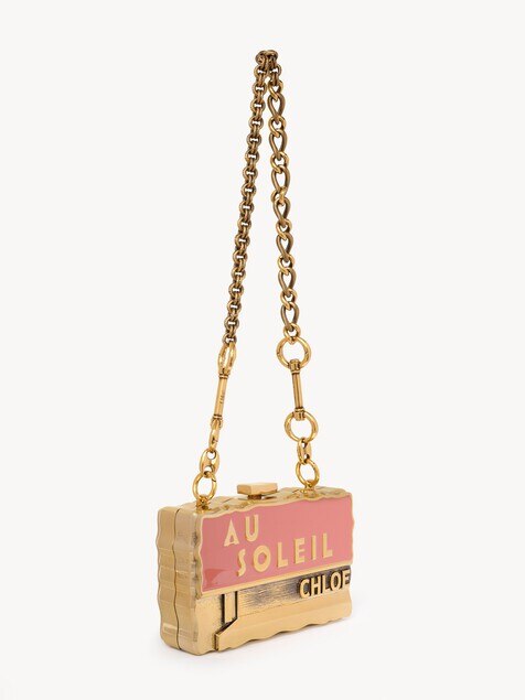 Chlo&eacute; Soleil minaudi&egrave;re with chain in brass & enamel