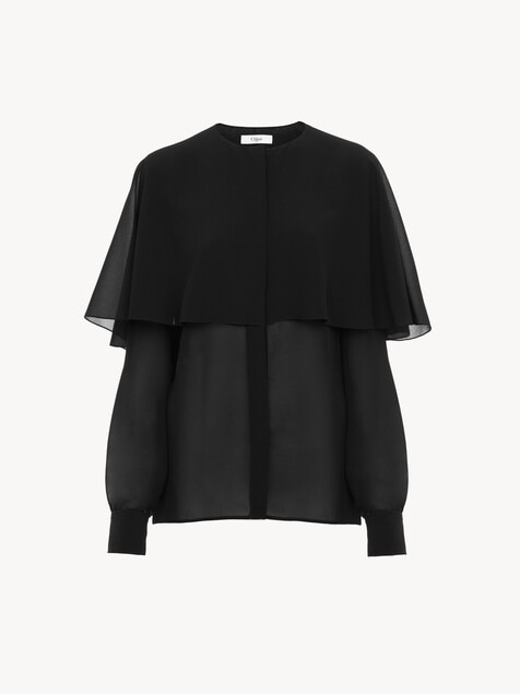 Cape blouse in silk georgette