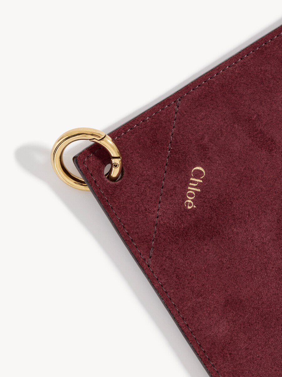 Pochette zipp&eacute;e Chlo&eacute; Spin en cuir velours et cuir lisse - 6