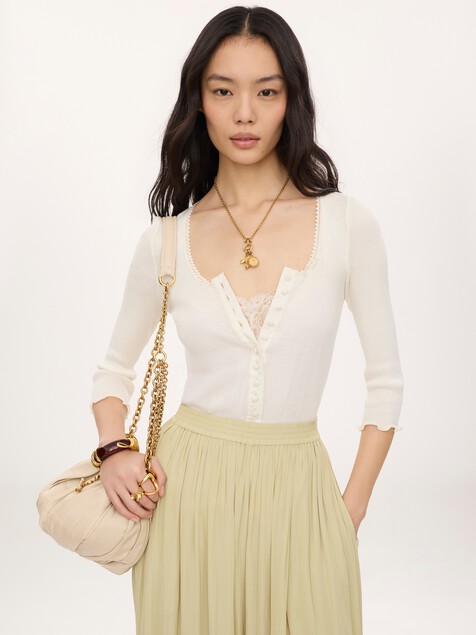 Top ajust&eacute; en jersey de coton et soie