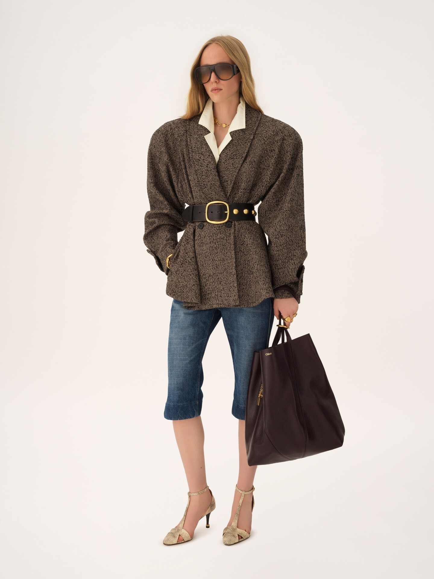 Large sac cabas Chlo&eacute; Spin en cuir grain&eacute; - 6