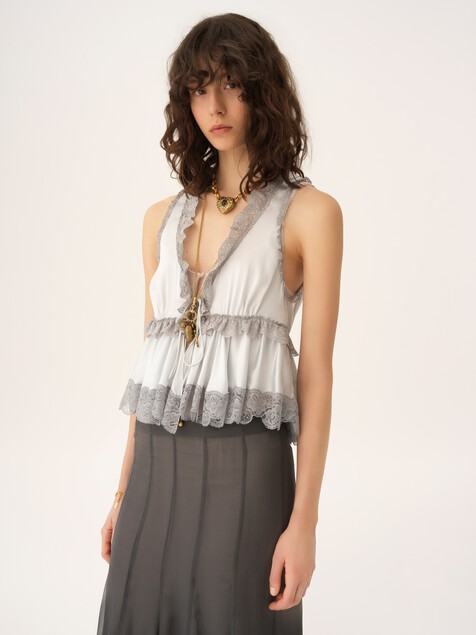 Fluid maxi skirt in silk mousseline