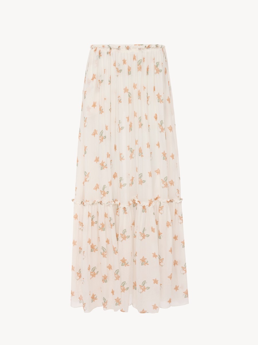 Gathered long skirt in silk charmeuse - 2