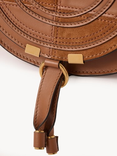 Small Marcie saddle bag in grained & suede leather - 7