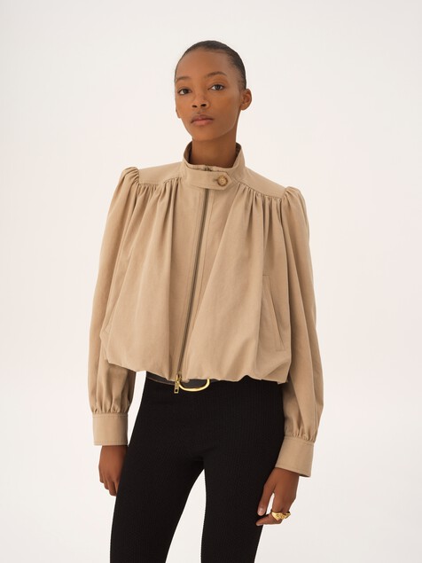 Veste boule fronc&eacute;e en toile de coton