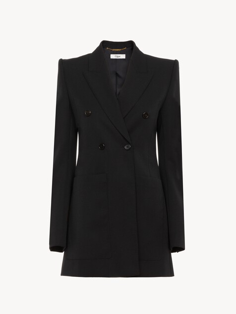 Tailored jacket in wool grain de poudre