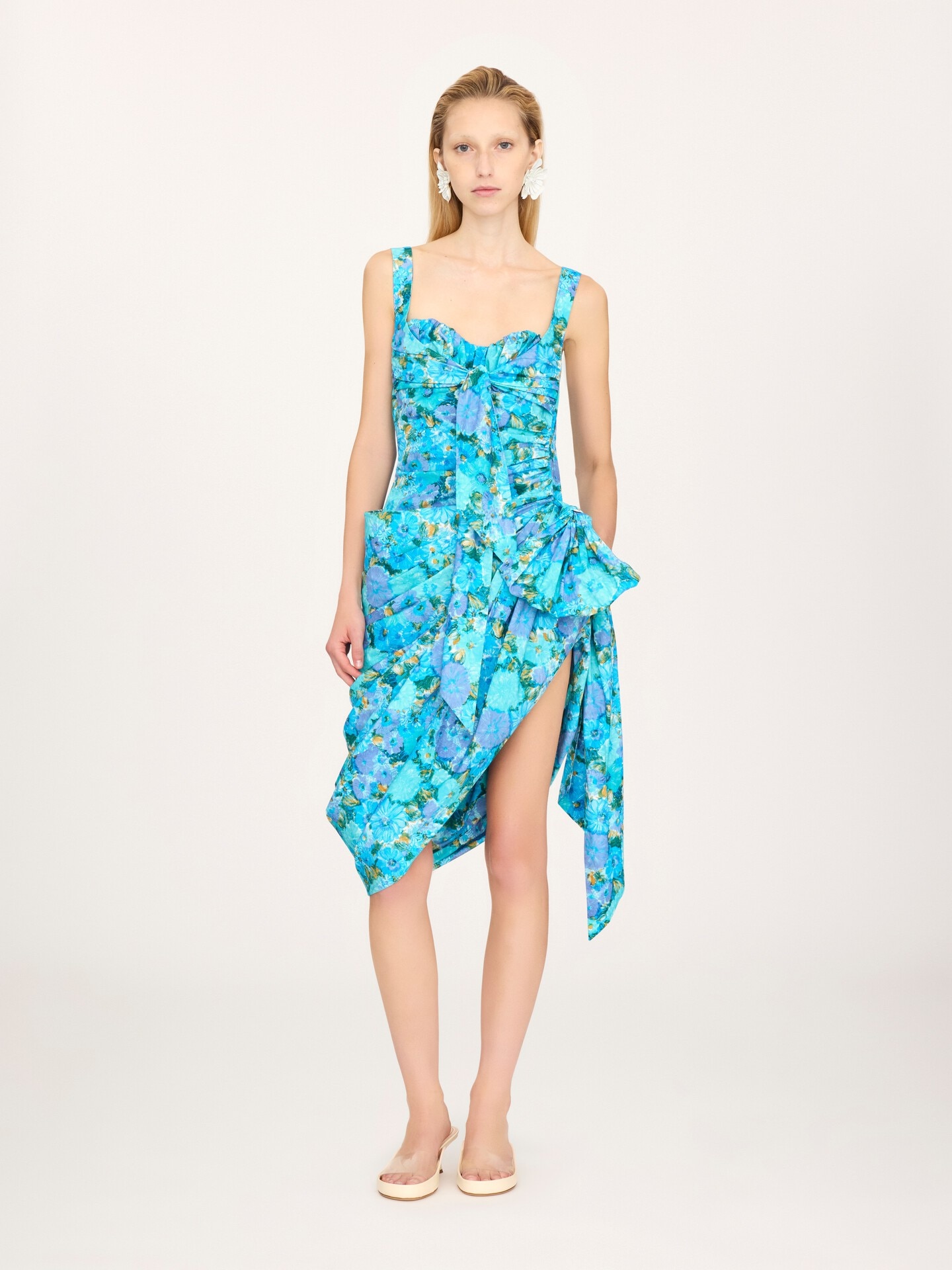 Wrap bustier midi dress in cotton poplin - 5