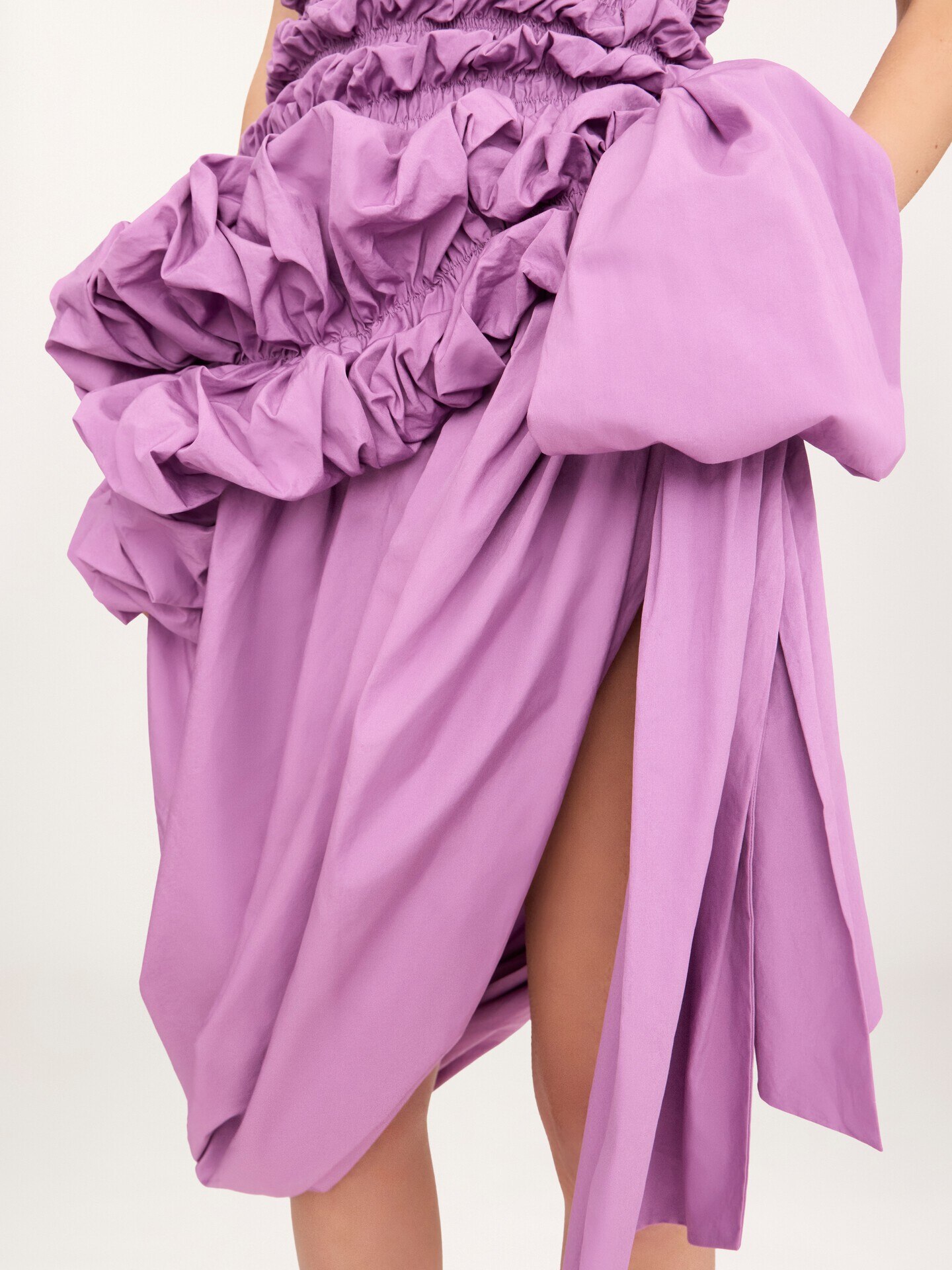 Ruched bustier midi dress in cotton poplin - 6.0