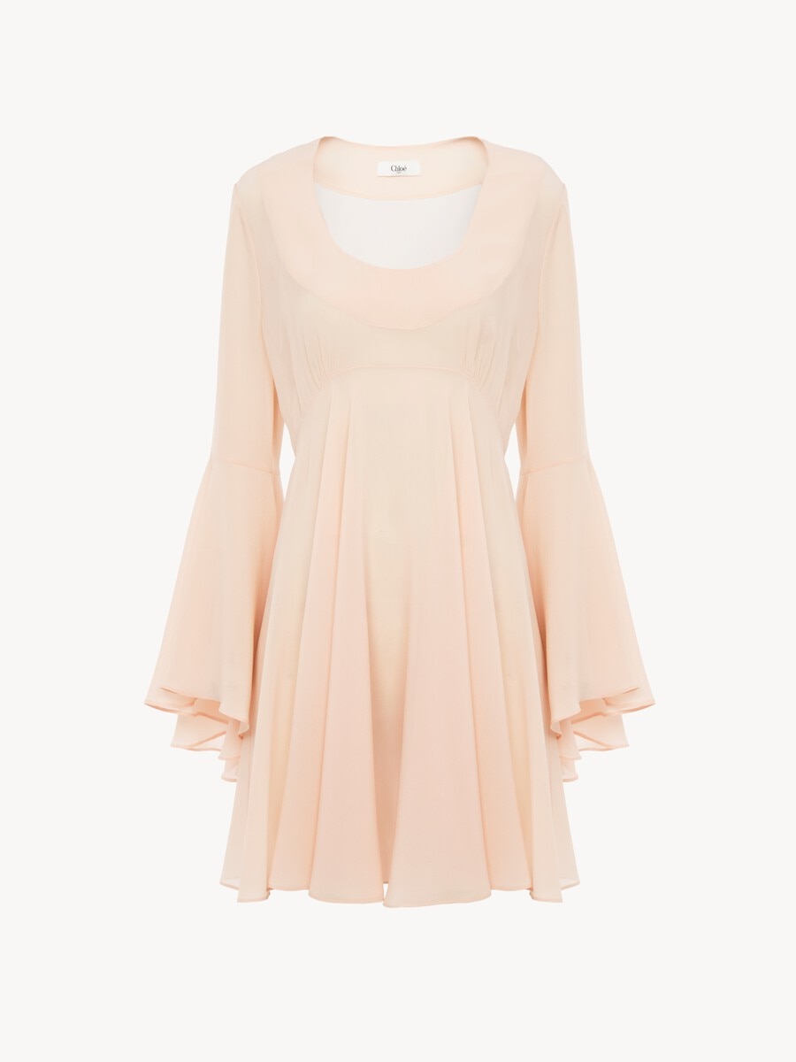 Flared mini dress in silk georgette - 2