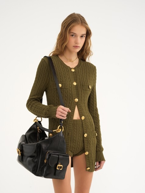 Large sac Camera bag en cuir brillant