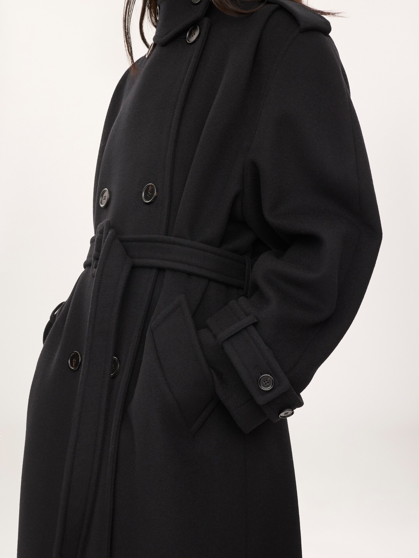 High-neck long coat in double-face wool - 6.0