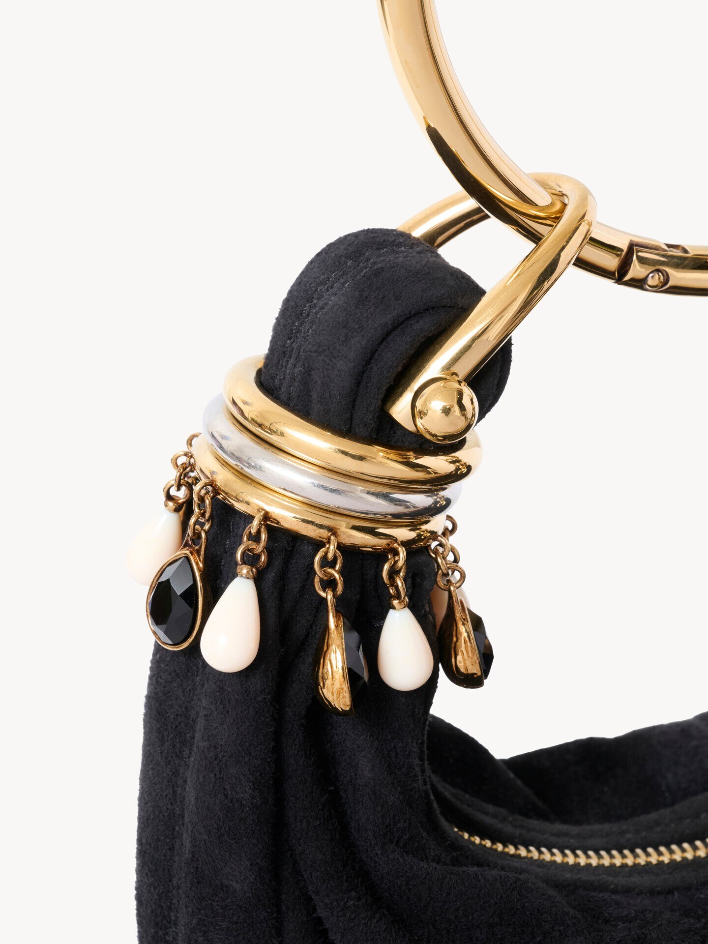 Mini Beaded Bracelet Hobo bag in suede leather - 5.0