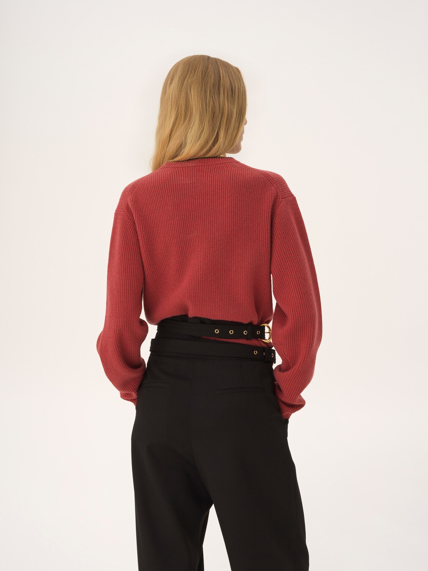 Pull court ajust&eacute; en maille de laine &agrave; logo - 5