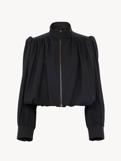 Veste boule fronc&eacute;e en toile de coton