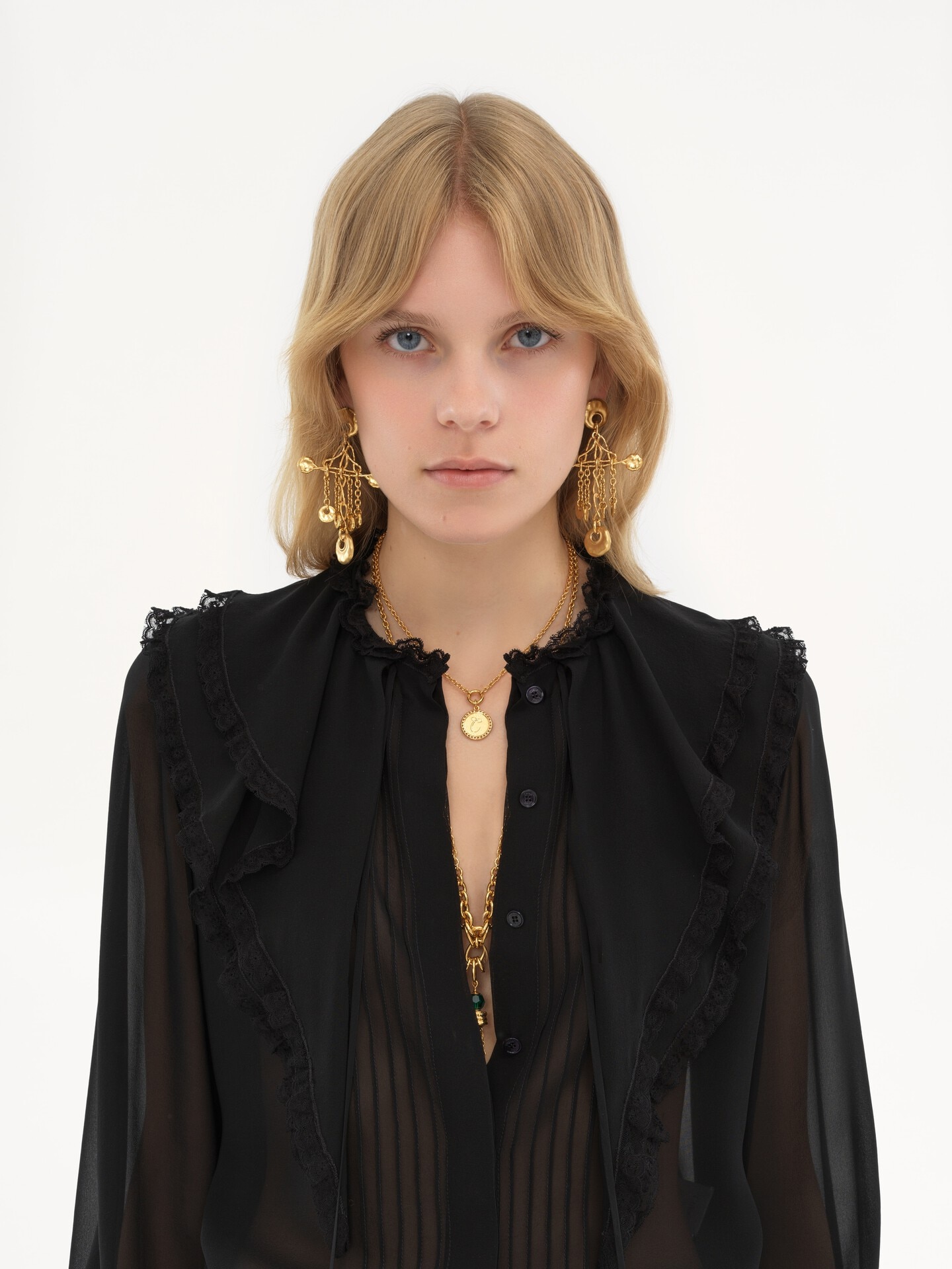 Ger&uuml;schte Bluse aus Seiden-Georgette - 6