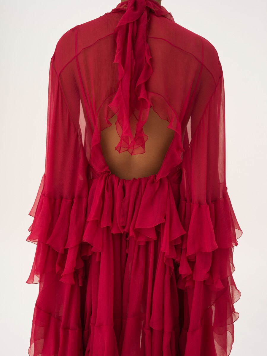 Mini robe &agrave; volants en mousseline de soie - 6
