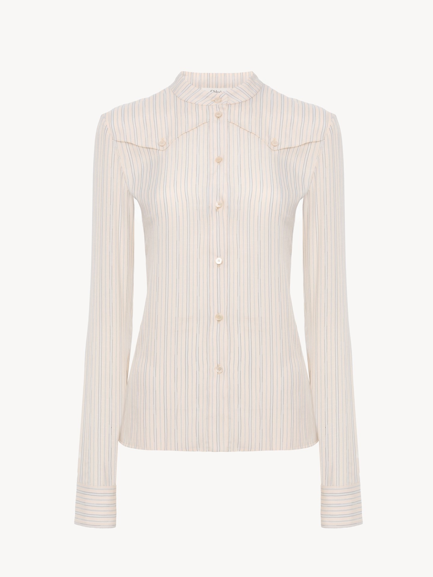 Fitted blouse in silk poplin - 2.0