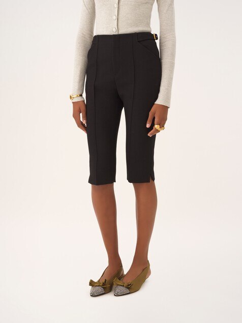 Tailored capri pants in wool cr&ecirc;pe