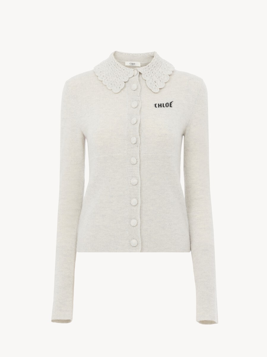 Fitted logo cardigan in a wool knit - 2