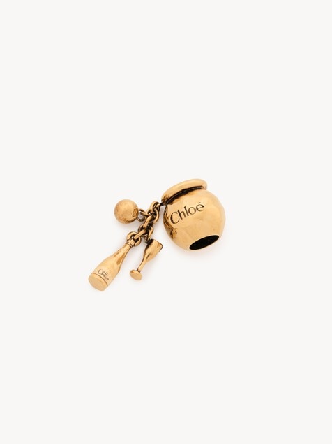 Sphere Bottle & Glass Dice charm for Bracelet bag in brass