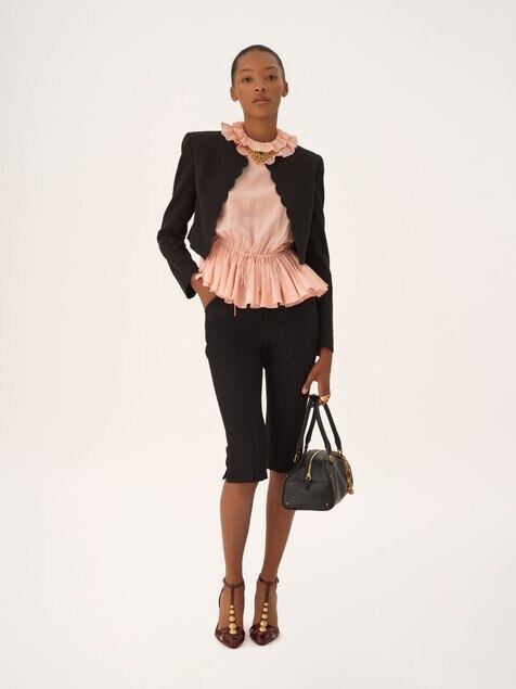 ソフトキャバルリーコットン製クロップド スペンサージャケット