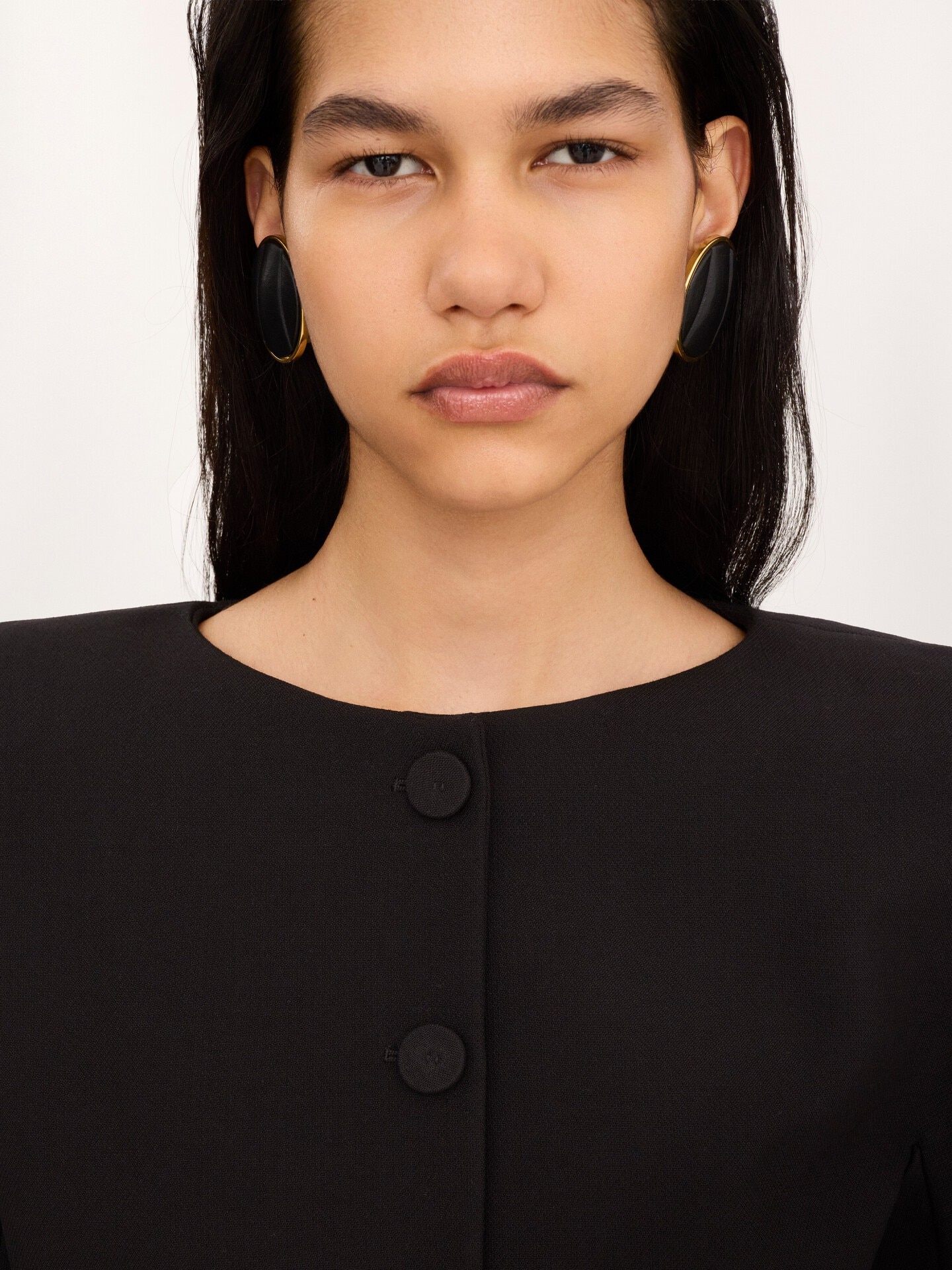 Giacca aderente senza colletto in cr&ecirc;pe di lana - 6