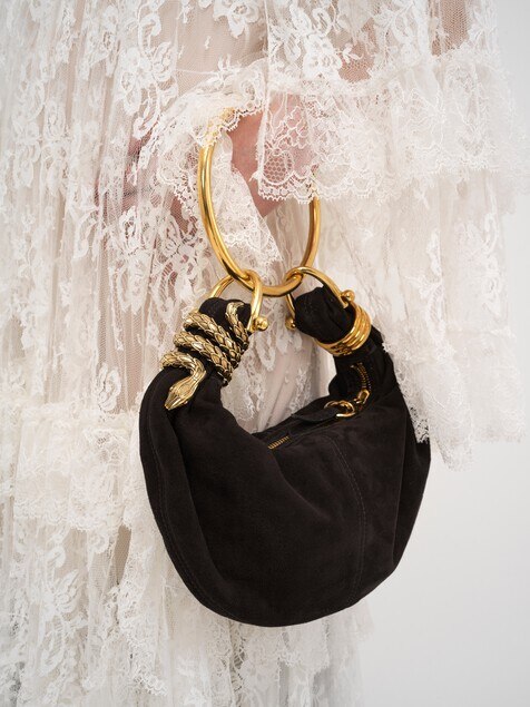 Small Snake Bracelet Hobo bag in suede leather