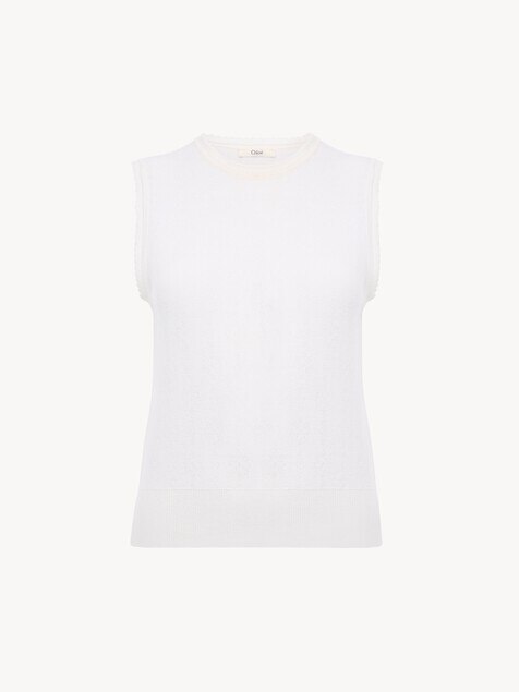 Pull sans manches en maille de laine