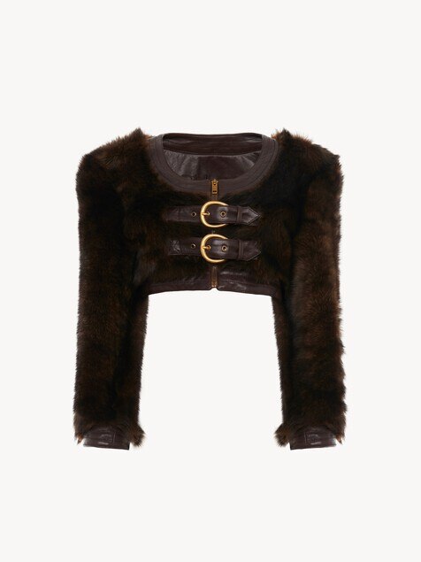 Cropped Spencer jacket in leather