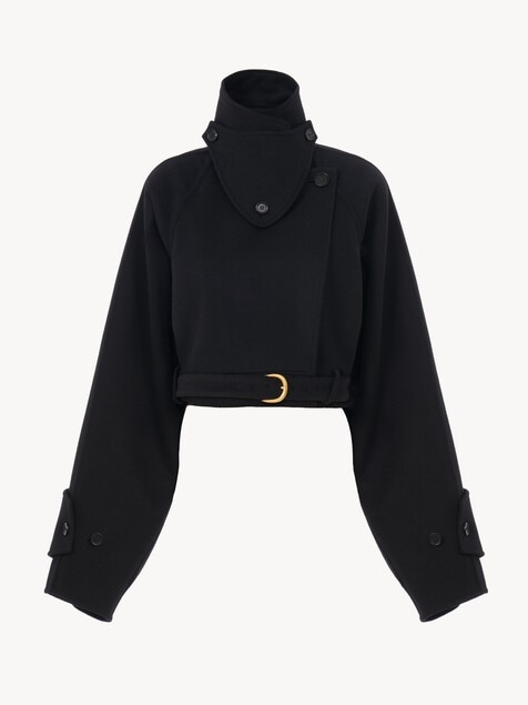 Cropped coat in double-face wool